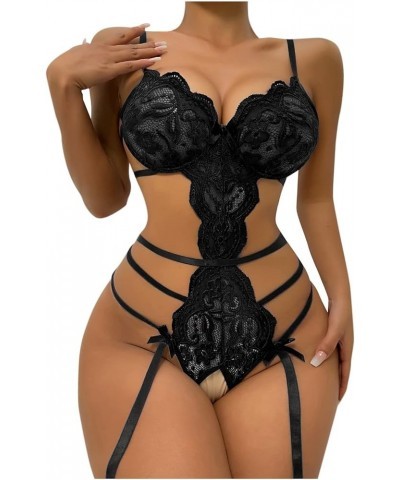 Lingerie for Women Sexy Naughty See Through Lingerie, Lace Babydoll,Sexy Lingerie,one Piece Bodysuit Teddies Black $4.67 Others