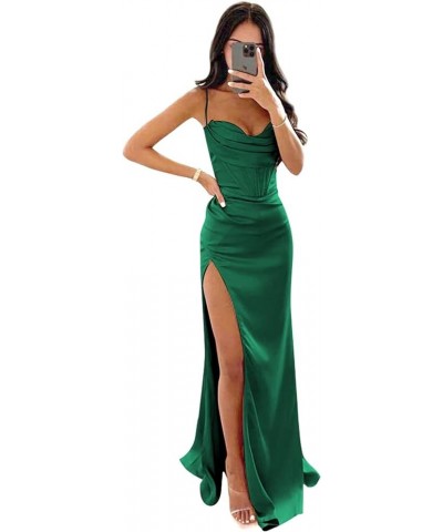 Halter Prom Dresses Sweetheart with Slit Formal Party Evening Dresses Emerald Green $20.00 Dresses