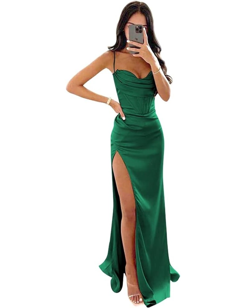 Halter Prom Dresses Sweetheart with Slit Formal Party Evening Dresses Emerald Green $20.00 Dresses