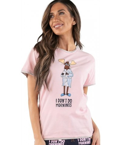 Pajamas for Women, Cute Moose Pajama Pants and Top Separates Don't Do Mornings Moose Womens Pajama Shirt $16.82 Pants