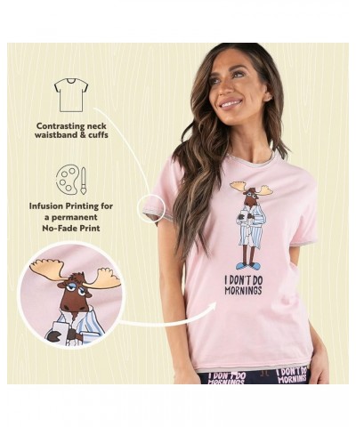 Pajamas for Women, Cute Moose Pajama Pants and Top Separates Don't Do Mornings Moose Womens Pajama Shirt $16.82 Pants