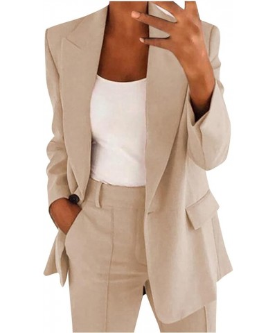 Women's Business Casual Blazer Pant Suit Set for Work 2024 Spring Two Piece Outfits Slim Fit Blazer Jacket and Pants 02 Beige...