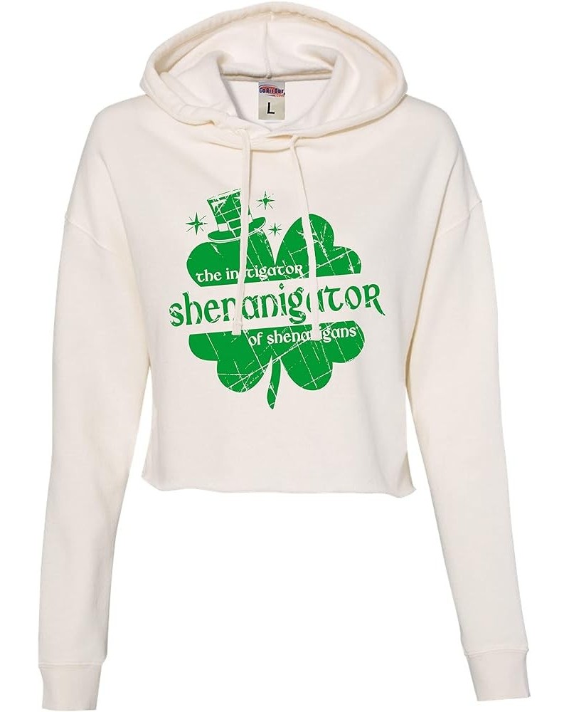 Shenanigator Instigator Of Shenanigans St. Pattys Day Women Cropped Hooded Sweatshirt Bone $15.99 Hoodies & Sweatshirts