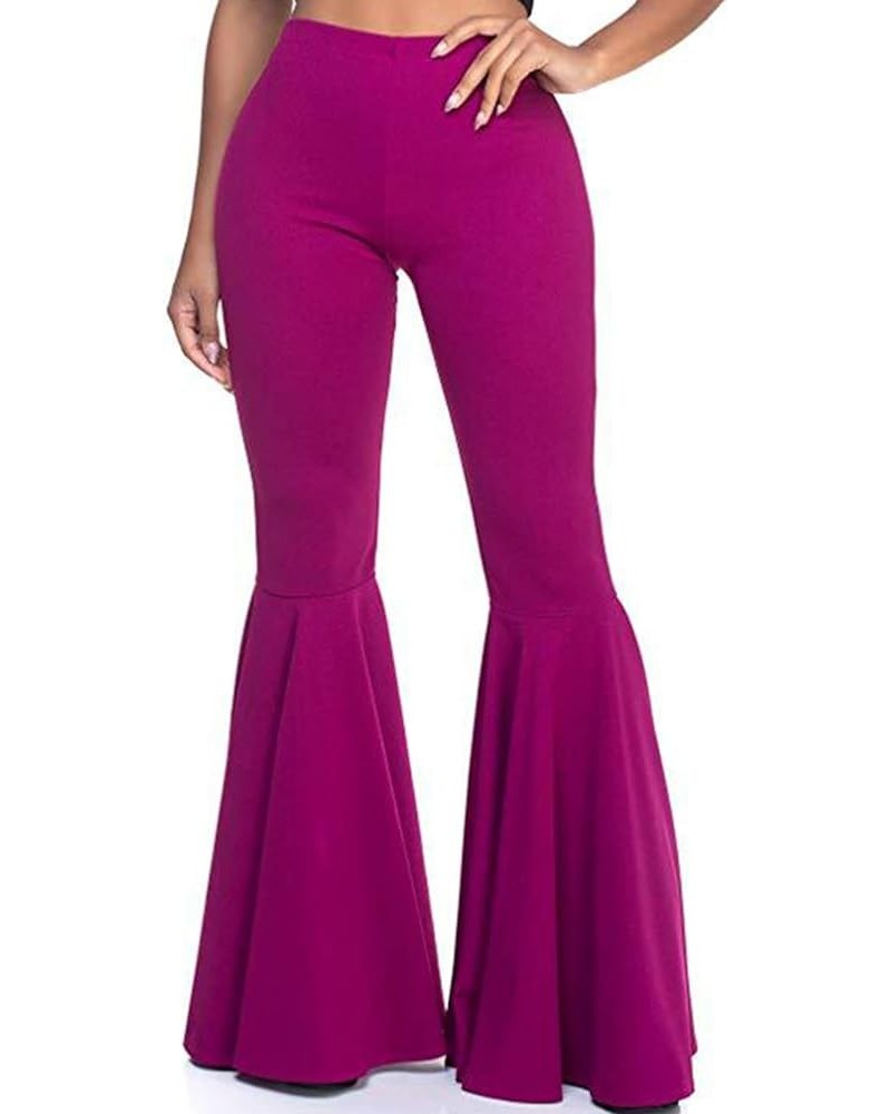 Women High Waisted Flare Pants Solid Color Fashion Pleated Bell Bottoms(7 Colors) Purple $15.40 Pants