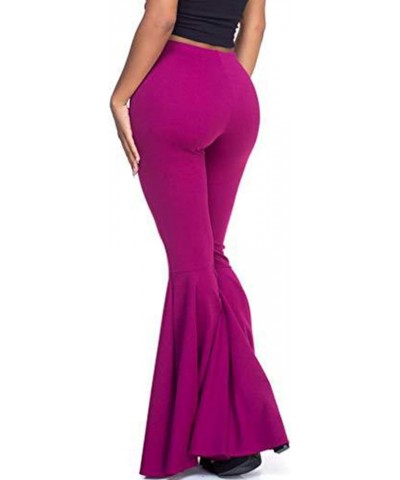 Women High Waisted Flare Pants Solid Color Fashion Pleated Bell Bottoms(7 Colors) Purple $15.40 Pants