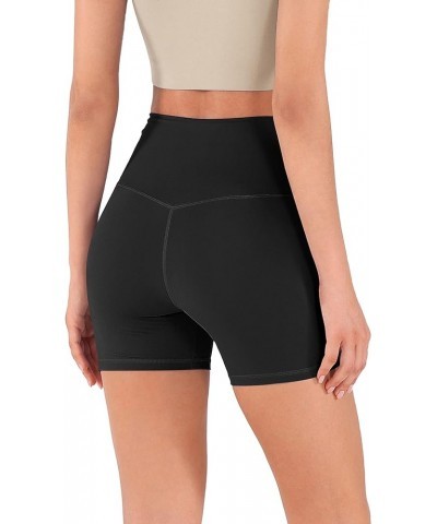 Gathered Cross Waist Yoga Shorts for Women, 5" Crossover Sports Athletic Workout Running Biker Shorts No Pocket Black $10.39 ...