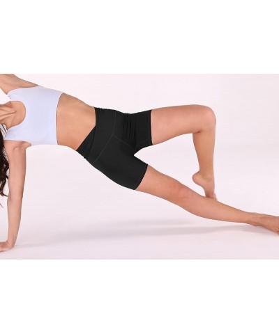 Gathered Cross Waist Yoga Shorts for Women, 5" Crossover Sports Athletic Workout Running Biker Shorts No Pocket Black $10.39 ...