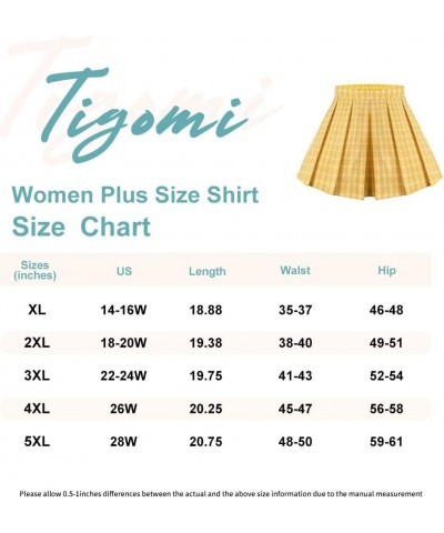 Women Plus Size Skirts Stretchy Buttons Hidden Zipper Mini Skirt Swing A Line Skater Skirt Black XL-5XL 9_ F079_ Plaid Pleate...