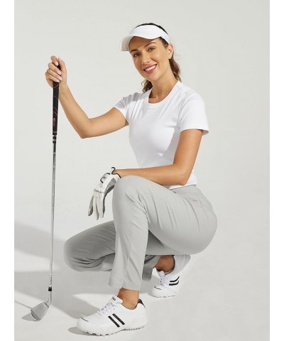 Women's Golf Pants Stretch Casual Pull on Pants Quick Dry Hiking Pants Tummy Control Light Gray $24.29 Pants