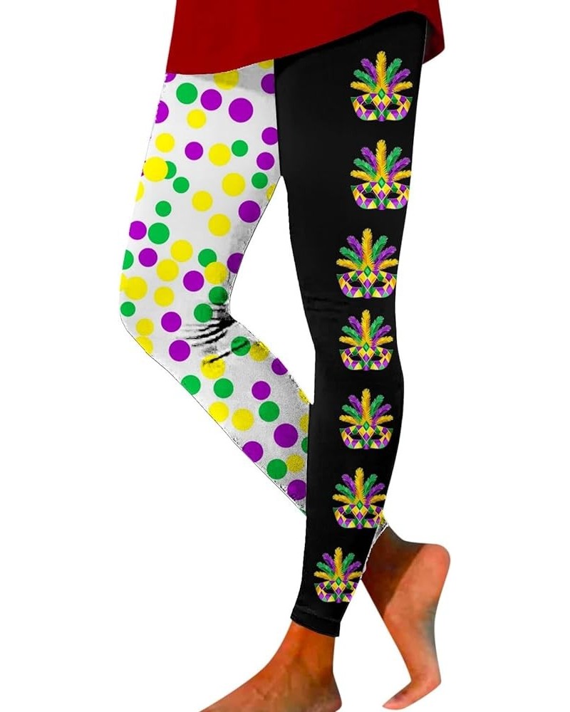 Womens Mardi Gras Leggings Tummy Control Stretchy Cute Fancy Graphic Festival Carnival Workout Party Mardi Gras Outfit Mint G...