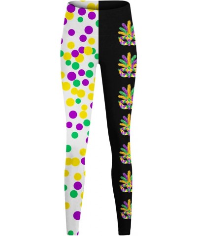 Womens Mardi Gras Leggings Tummy Control Stretchy Cute Fancy Graphic Festival Carnival Workout Party Mardi Gras Outfit Mint G...