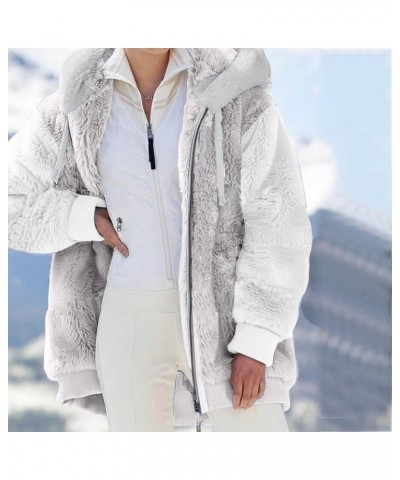 Jackets for Women 2023 Fall Winter Fuzzy Fleece Jacket Long Sleeve Full Zip Casual Loose Hooded Coat Soft Outerwear Grey-c $1...