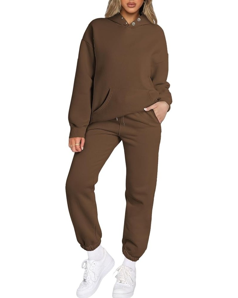 Women's 2 Piece Outfits Pullover Hoodie Sweatshirt & Jogger Pants Fall Fleece Tracksuit Matching Lounge Sets Coffee $21.62 Ac...
