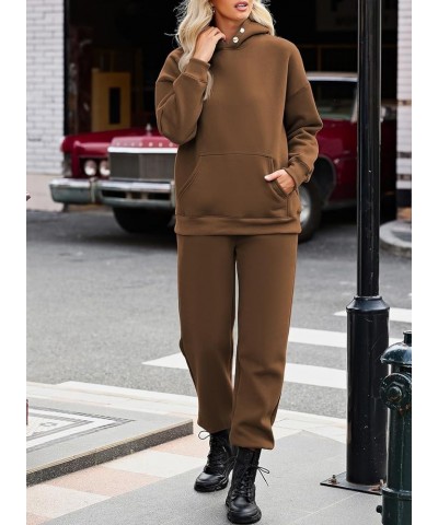 Women's 2 Piece Outfits Pullover Hoodie Sweatshirt & Jogger Pants Fall Fleece Tracksuit Matching Lounge Sets Coffee $21.62 Ac...