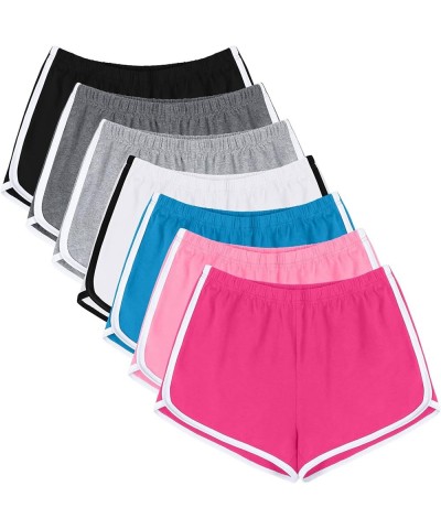 Cotton Sports Shorts Women Summer Breathable Pants Dolphin Workout Shorts for Yoga Cycling Hiking, Pack of 7 Offwhite,lightho...