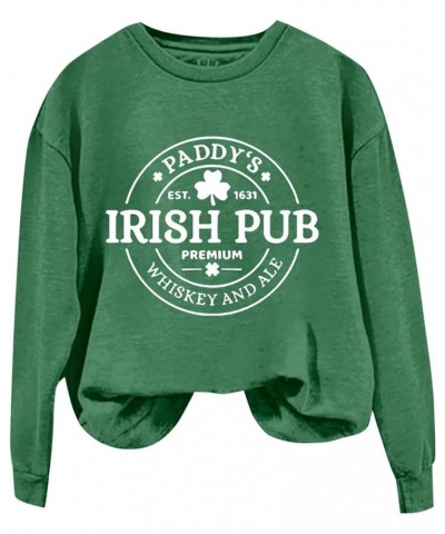 2024 St Patricks Day Shirt Women Graphic Cute Tops Long Sleeve Crewneck Shamrock Clover Heart Sweatshirt Pluse Size Casual Z4...