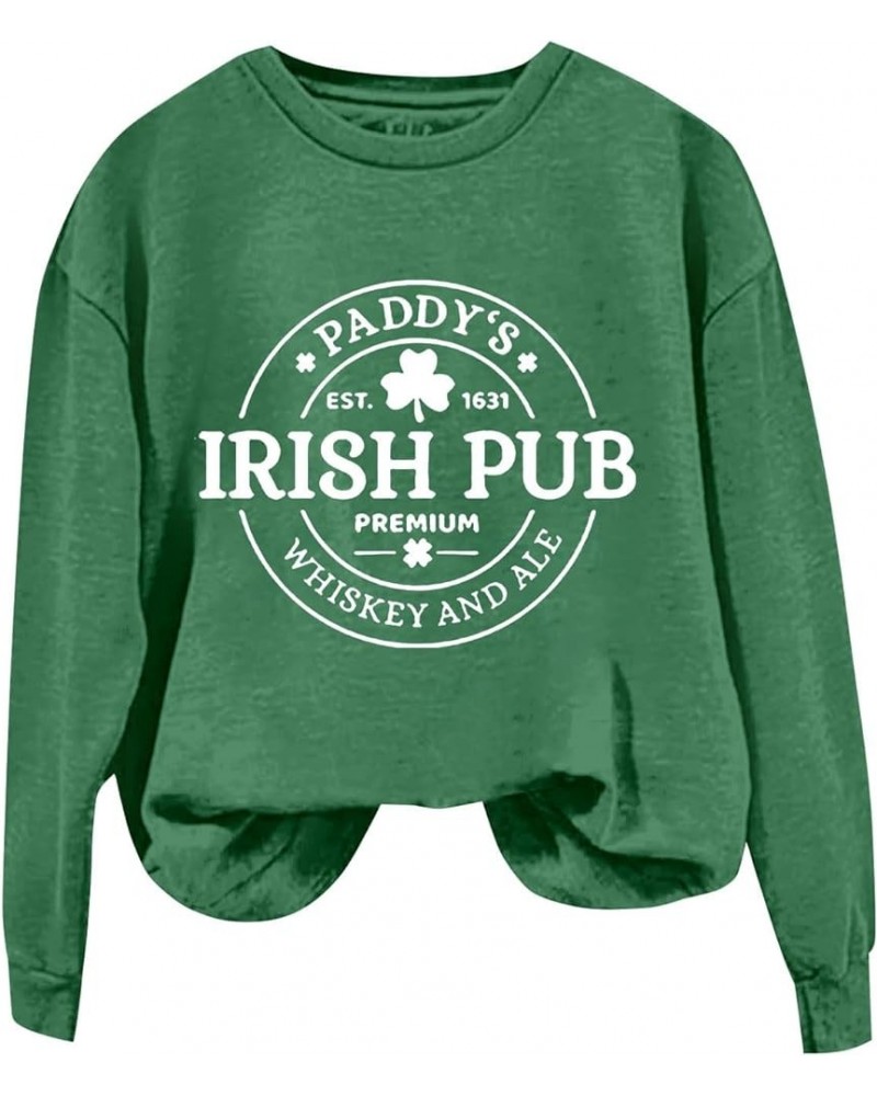 2024 St Patricks Day Shirt Women Graphic Cute Tops Long Sleeve Crewneck Shamrock Clover Heart Sweatshirt Pluse Size Casual Z4...