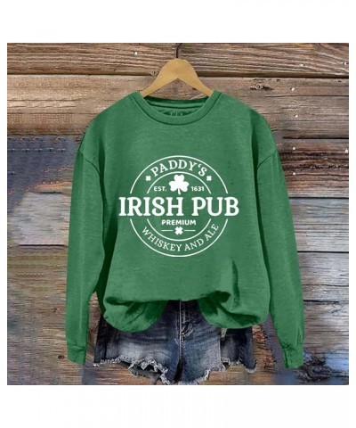 2024 St Patricks Day Shirt Women Graphic Cute Tops Long Sleeve Crewneck Shamrock Clover Heart Sweatshirt Pluse Size Casual Z4...