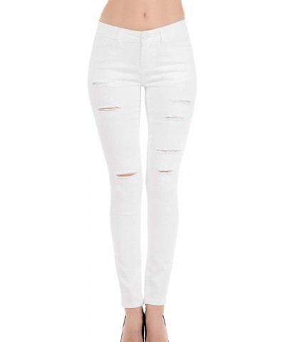 Women's Mid Rise Denim Skinny Jeans with Comfort Stretch White 90002 $19.94 Jeans