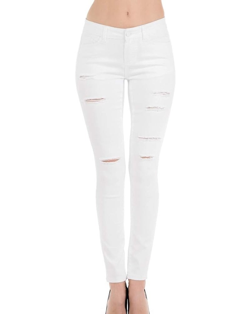 Women's Mid Rise Denim Skinny Jeans with Comfort Stretch White 90002 $19.94 Jeans