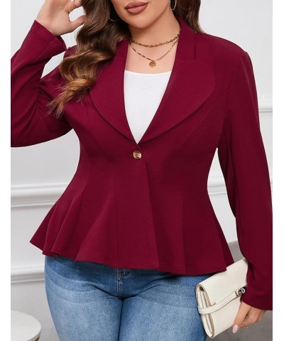 Women's Plus Size Blazer, Long Sleeve Flattering Business Casual Suit Jacket for Women Fashion Dressy Wine Red $21.05 Blazers