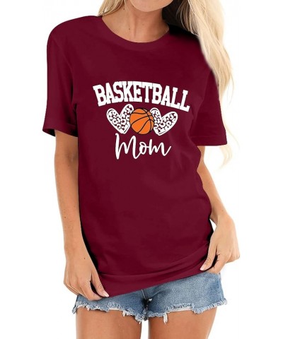 Basketball Mom Shirt for Women Long Sleeve Mama Graphic Tees Shirts Casual Fall Tunic Tops Pullover with Pockets I-wine Red $...
