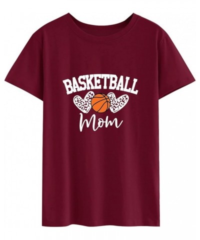 Basketball Mom Shirt for Women Long Sleeve Mama Graphic Tees Shirts Casual Fall Tunic Tops Pullover with Pockets I-wine Red $...