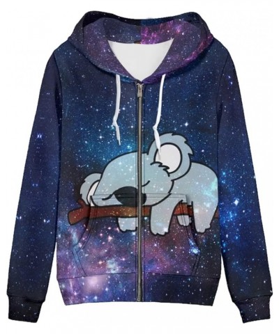 Women Long Sleeve Zip-Up Hoodie Jacket Sweatshirt Coat Koala Galaxy $21.42 Jackets