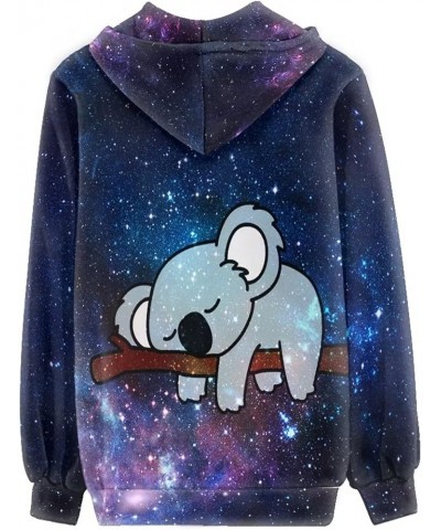 Women Long Sleeve Zip-Up Hoodie Jacket Sweatshirt Coat Koala Galaxy $21.42 Jackets