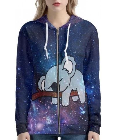 Women Long Sleeve Zip-Up Hoodie Jacket Sweatshirt Coat Koala Galaxy $21.42 Jackets