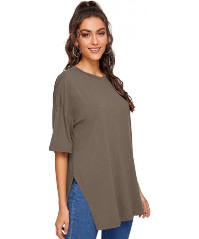 Women's Casual Basic Short Sleeve Loose T-Shirt Tee Tops Brown $16.79 T-Shirts