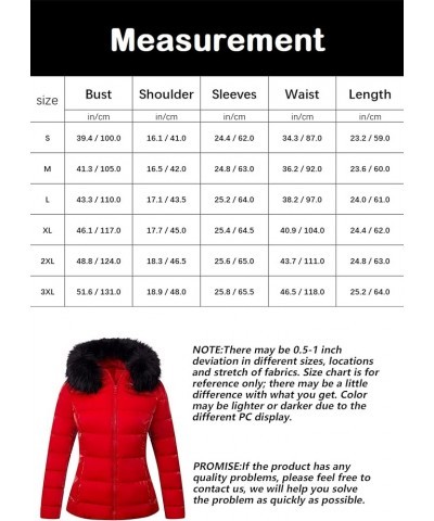 Womens Lightweight Puffer Jacket, Winter Coats for Women Warm Quilted Bubble Padded Hood Coat with Faux Fur Collar Red $33.14...