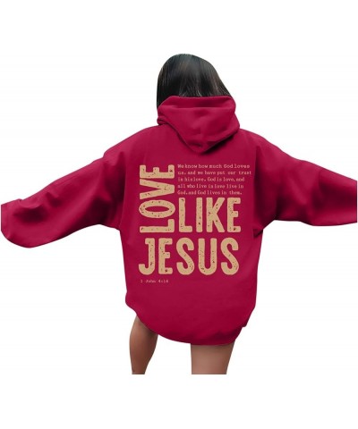 Oversized Hoodie For Women Love Like Jesus Hooded Drawstring Sweatshirts Loose Letter Print Long Sleeve Pullover Hoodie Tops ...