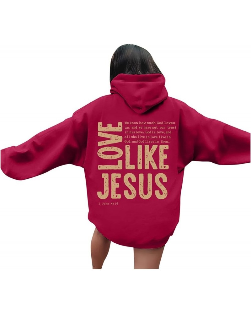 Oversized Hoodie For Women Love Like Jesus Hooded Drawstring Sweatshirts Loose Letter Print Long Sleeve Pullover Hoodie Tops ...