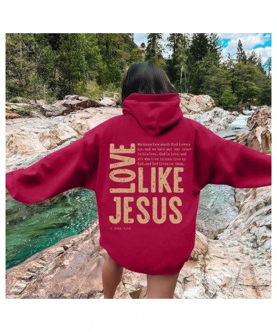 Oversized Hoodie For Women Love Like Jesus Hooded Drawstring Sweatshirts Loose Letter Print Long Sleeve Pullover Hoodie Tops ...