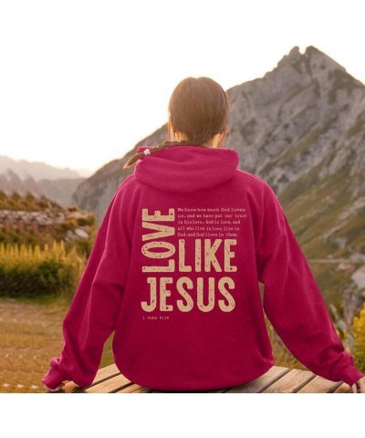 Oversized Hoodie For Women Love Like Jesus Hooded Drawstring Sweatshirts Loose Letter Print Long Sleeve Pullover Hoodie Tops ...