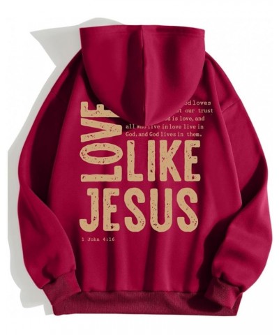 Oversized Hoodie For Women Love Like Jesus Hooded Drawstring Sweatshirts Loose Letter Print Long Sleeve Pullover Hoodie Tops ...