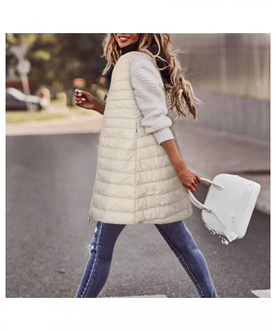 Black Vest Women Puffer Vest With Hood Sleeveless Warm Down Coat With Pockets Quilted Vest Down Plus Size Winter Beige-g $25....