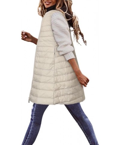 Black Vest Women Puffer Vest With Hood Sleeveless Warm Down Coat With Pockets Quilted Vest Down Plus Size Winter Beige-g $25....