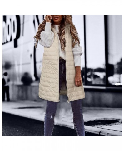 Black Vest Women Puffer Vest With Hood Sleeveless Warm Down Coat With Pockets Quilted Vest Down Plus Size Winter Beige-g $25....