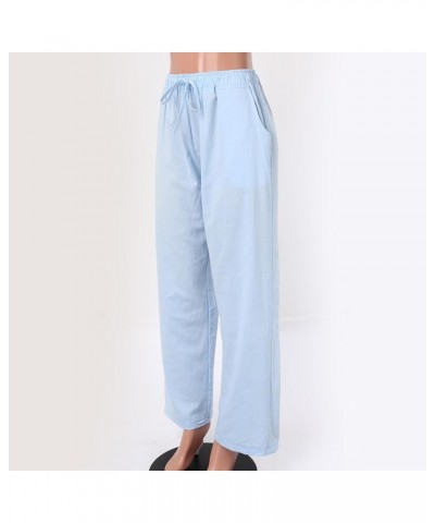 Linen Pants for Women with Pockets,2024 Summer Beach Travel Wide Leg Linen Pants Casual High Waisted Lounge Pants Comfy Pants...