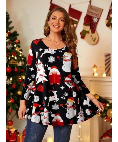 Plus Size Tops For Women 3/4 Sleeve Comfy Tunic For Leggings Loose Casual T-Shirt Flower47_christmas $13.74 Tops