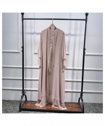 Women Chiffon Muslim Dress Islamic Abaya Dubai Robe Middle East Prayer Dress Open Front Flowy Maxi Cardigan Dress Purple1 $12...