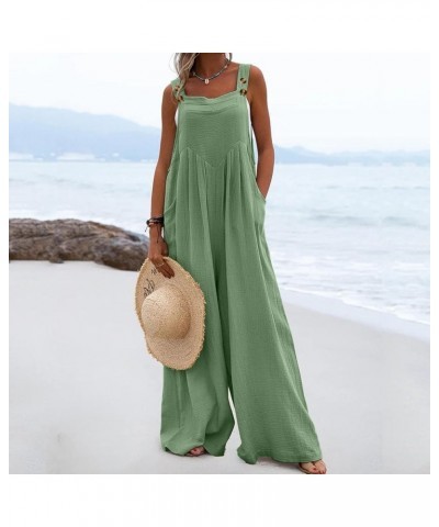 Rompers for Women Dressy Women's Cotton Linen Short Overalls Summer Fashion Romper Shorts with Pockets Z2-green $2.93 Activewear