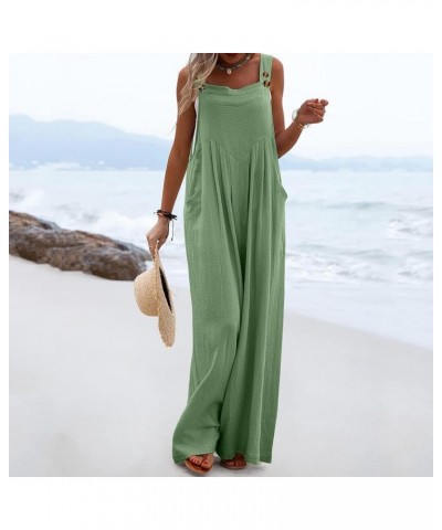 Rompers for Women Dressy Women's Cotton Linen Short Overalls Summer Fashion Romper Shorts with Pockets Z2-green $2.93 Activewear