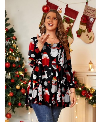 Plus Size Tops For Women 3/4 Sleeve Comfy Tunic For Leggings Loose Casual T-Shirt Flower47_christmas $13.74 Tops