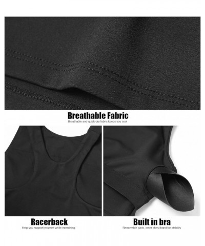 High Neck Sport Bra for Women Crop Padded Racerback Tank Workout Tops Built in Bra Running Yoga Gym 2-3 Pack 2 Pack-black/Gre...