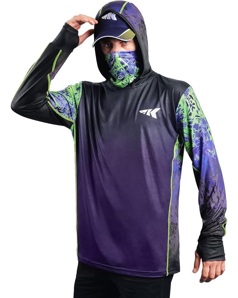 UPF 50 Fishing Hoodie Shirt For Men And Women, Long Sleeve Fishing Hiking Shirt, Breathable Moisture Wicking O:wildcat Purple...