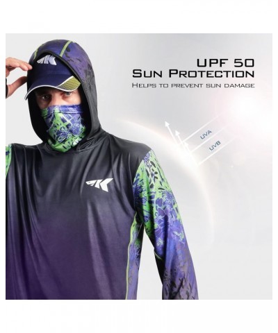 UPF 50 Fishing Hoodie Shirt For Men And Women, Long Sleeve Fishing Hiking Shirt, Breathable Moisture Wicking O:wildcat Purple...