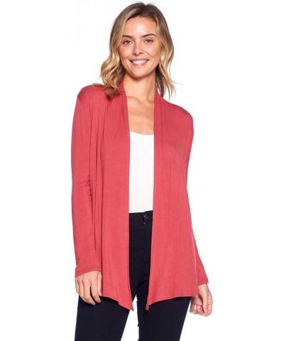 Basic Long Sleeve Open Front Cardigan (S-XXXL) - Made in USA Brick $12.42 Sweaters